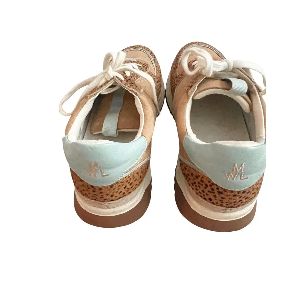 Madewell MWL Court Sneakers Cheetah Calf Hair Leather Tan Blue NA848 Womens 8.5